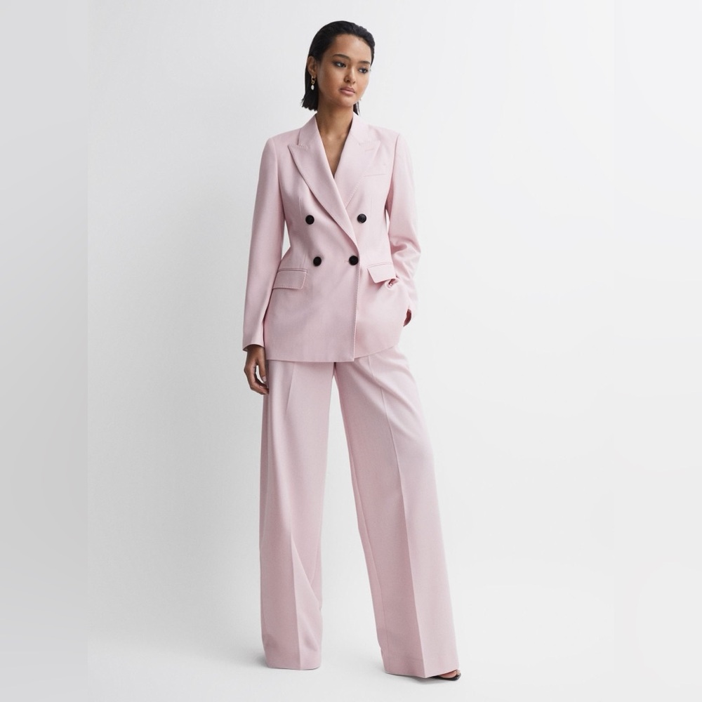 NWT REISS Evelyn Wool Blend Double Breasted Blazer in Pink - Picture 5 of 8